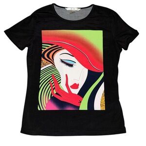 Vintage Pop Art Face Short Sleeve